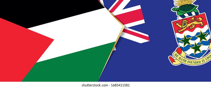 Palestine and Cayman Islands flags, two vector flags symbol of relationship or confrontation.