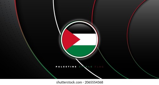 Palestine Circle Flag design with black background. Palestine Independence Day design. Good template for Palestine National day design.