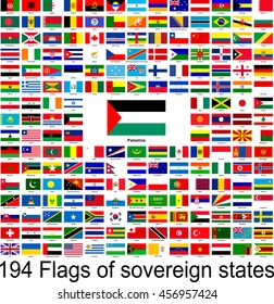 Palestine, collection of vector images of flags of the world
