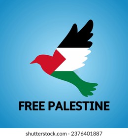 Ilustración vectorial de los conflictos palestinos. Volar paloma con color palestino para representar una libertad y paz. Ilustración palestina de la guerra por cuestiones sociales, noticias o conflictos