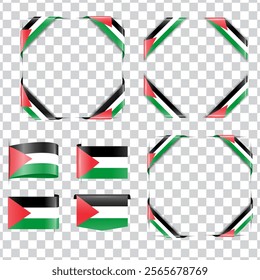  Palestine corner national flag with shadow