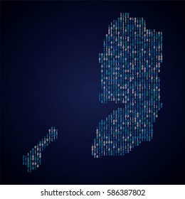 Palestine country map made from digital binary code