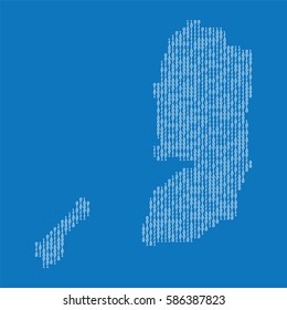 Palestine country map made from digital binary code