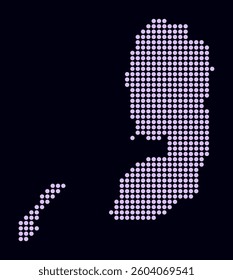 Palestine dotted map. Digital style map of the country on dark background. Palestine shape with circle dots. Colored dots style. Large size circles. Plain vector illustration.