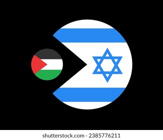 Palestine is eaten as metaphor for being seized and captured by Israel - Israeli occupation of Gaza and West bank. Annexation of Palestinian country and nation. Vector illustration.