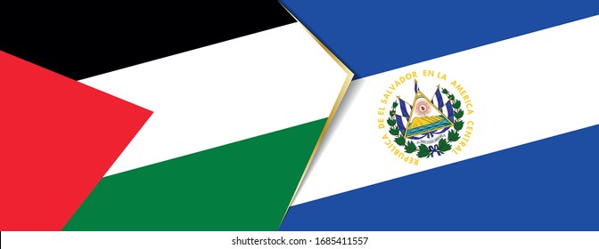 Palestine and El Salvador flags, two vector flags symbol of relationship or confrontation.