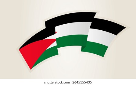 Palestine Flag in Abstract Ribbon Shape, National Symbol of the Palestine. This vector is ideal for use in national events, Independence Day, international sports competitions.