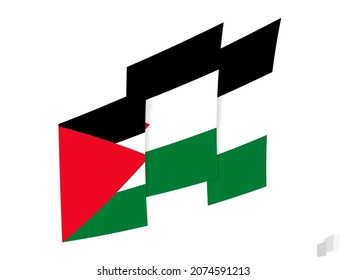 Bandera de Palestina en un diseño abstracto arrancado. Diseño moderno de la bandera palestina. Icono del vector.