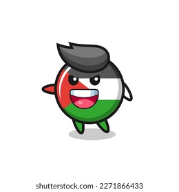 palestine flag badge cartoon with very excited pose , cute style design for t shirt, sticker, logo element
