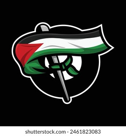 Palestine Flag badge logo, vector illustration