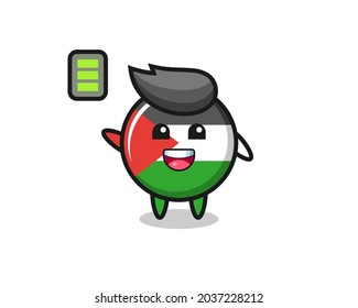 palestine flag badge mascot character with energetic gesture , cute style design for t shirt, sticker, logo element