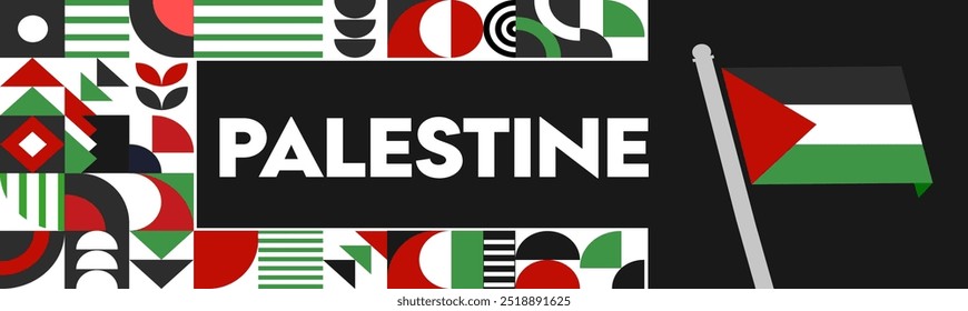 Palestine flag banner for protest, campaign, or national day, with Palestinian flag. Vector illustration for Israel Palestine conflict or war in middle east.