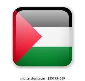 Palestine flag bright square icon. Vector Illustration