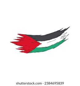 Palestine flag brush concept. Flag of Palestine grunge hand drawn style banner background