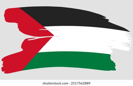 Textura de pintura de pincel de bandera de Palestina. Bandera del Grunge de Palestina. Concepto de pincel de emblema de Palestina