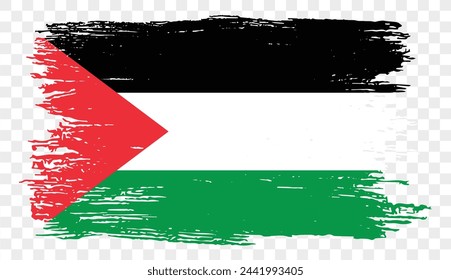 Palestine flag with brush paint textured isolated  on png or transparent background. vector illustration