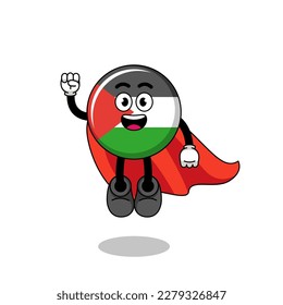 palestine flag cartoon with flying superhero , character design