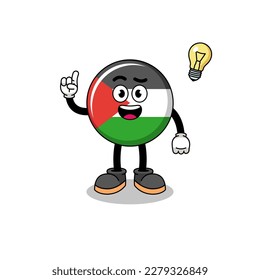 palestine flag cartoon with get an idea pose , character design