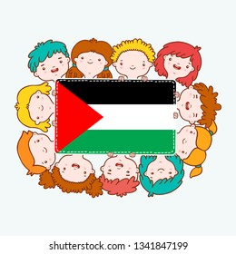 Palestine Flag With Children