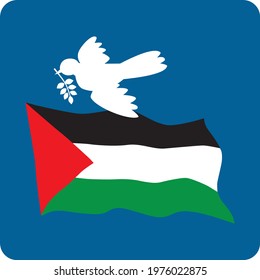 palestine flag and dove, vector illustration, for social media
