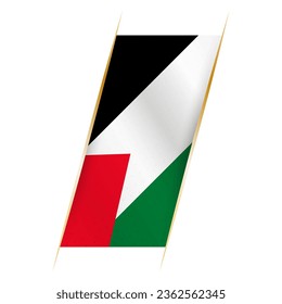 Bandera palestina en forma de pancarta con efecto ondulado y sombra. Diseño vectorial moderno.