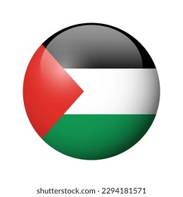 Palestine flag - glossy circle badge. Vector icon.