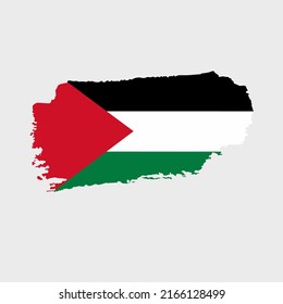 Palestine flag with grunge texture. Vector illustration of Palestine flag painted with brush with grunge effect and watercolor stroke. Happy Independence Day.