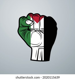 Bandera palestina con diseño manual aislada en fondo blanco. Ilustración del vector