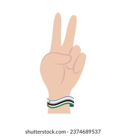 bandera palestina en la mano haciendo gestos de diseño de paz