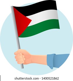 Palestine flag in hand. Patriotic background. National flag of Palestine vector illustration