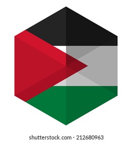 Palestine Flag Hexagon Flat Icon Button