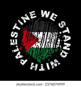 Palestine flag humanitarian solidarity design grunge style. Palestine flag brush stroke. Suitable for t-shirt design