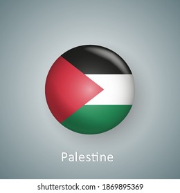 Icono de la bandera de Palestina círculo gradiente 3d aislado