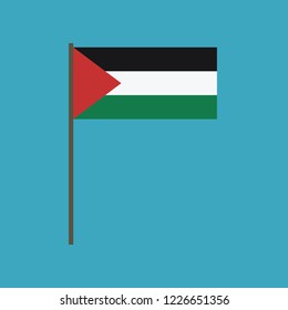 Palestine flag icon in flat design. Independence day or National day holiday concept.