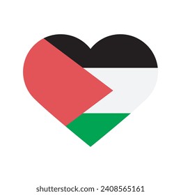 Bandera de Palestina. Icono de marca. Color estándar. Bandera del corazón. El icono del corazón. Ilustración del equipo. Ilustración digital. Ilustración vectorial.