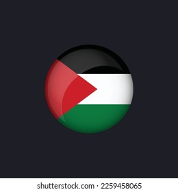 Symbol für die palästinensische Flagge, Symbol für die Palästinafahne, Symbol für die Palästina-Flagge, einzelne Vektorgrafik, Schaltfläche für die palästinensische Flagge.