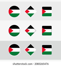 Iconos de la bandera palestina, bandera vector de Palestina. Tres versiones del icono.