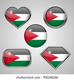Palestine flag icons. vector illustration