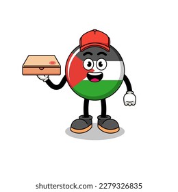 palestine flag illustration as a pizza deliveryman , character design