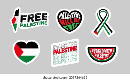 Palestine flag illustration sticker collection 