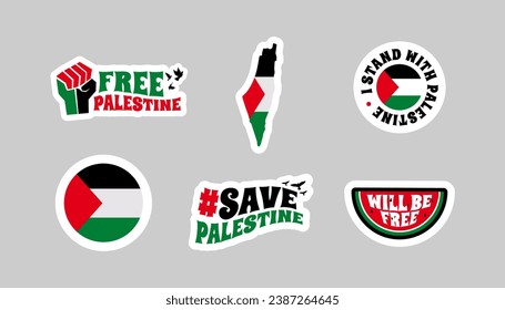 Palestine flag illustration sticker collection 