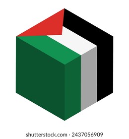 Bandera Palestina - cubo 3D isométrico aislado sobre fondo blanco. Vector.