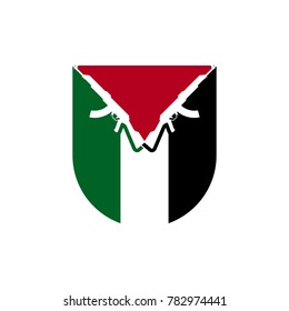 palestine flag with kalashnikov weapon. vector logo and icon.