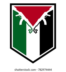 palestine flag with kalashnikov weapon. vector logo and icon.