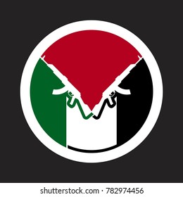 palestine flag with kalashnikov weapon. vector logo and icon.