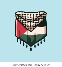 Palestine flag with Keffiyeh logo symbol icon emblem art isolated vector illustration