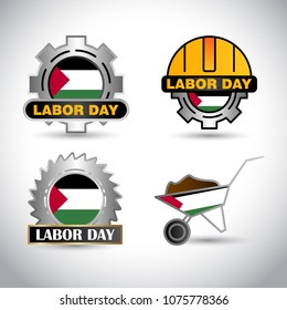 Palestine Flag with labour day design vector 