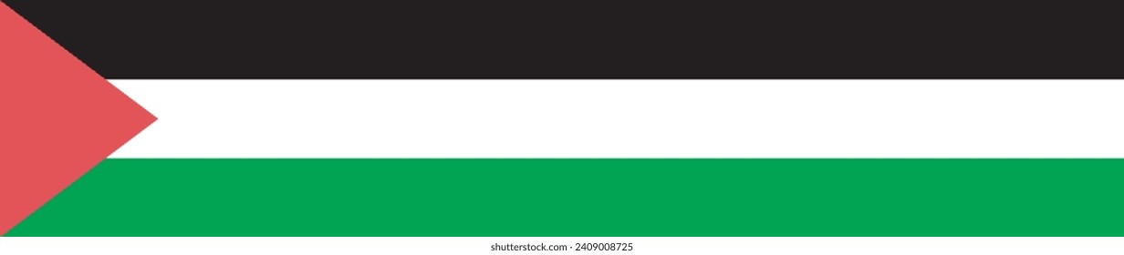 Palestine flag. A long banner. Flag icon. Standard color. A rectangular flag. Computer illustration. Digital illustration. Vector illustration.