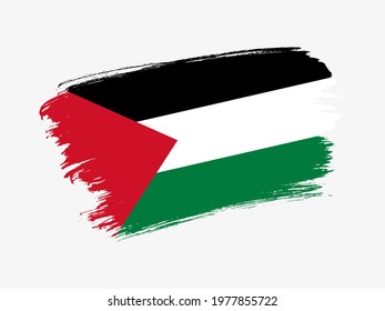 Palestine flag made in textured brush stroke. Patriotic country flag on white background