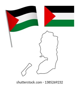 Palestine flag and map. Patriotic background. National flag of Palestine vector illustration